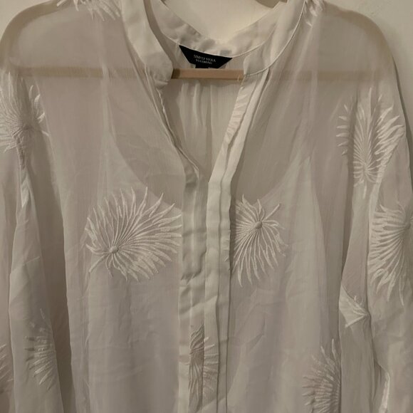 Simply Vera Vera Wang White Sheer Embroidered Blouse 3X Plus Size Floral - Picture 2 of 6